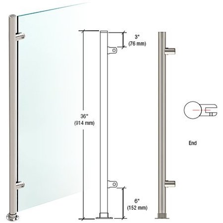 CR LAURENCE Brushed Stainless 36-in High 1-in Round Slimline Series Straight Front Counter/Partition End Post PP59EBS
